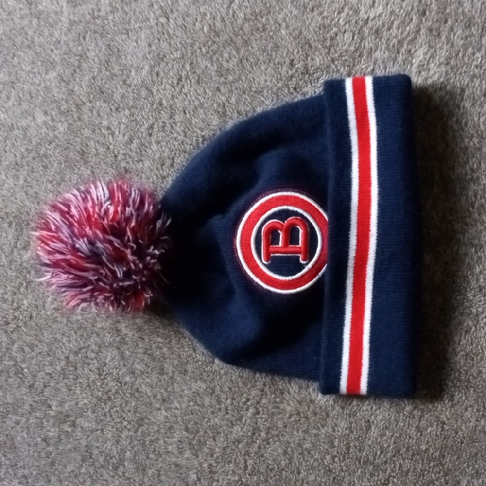Robin Ruth knit pom pom cap initial B